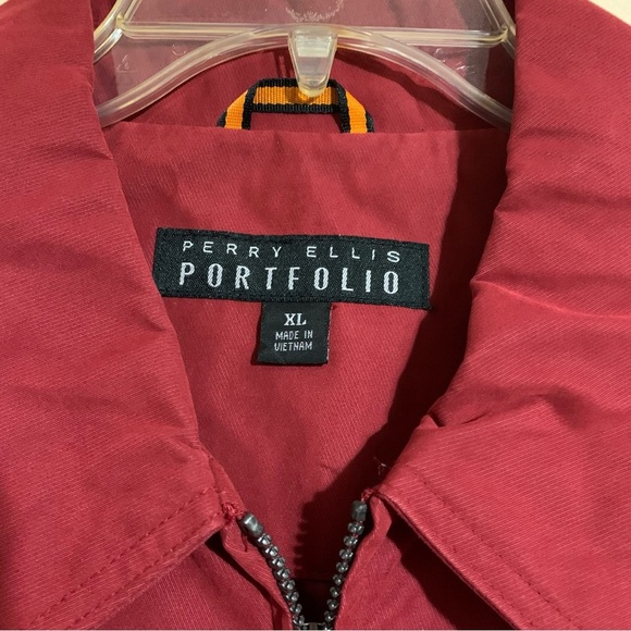 Perry Ellis Portfolio Men's  XL Dark Red Burgundy Full Zip Jacket Windbreaker - Picture 2 of 7